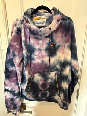 Aviator Nation Purple Blue White Tie-Dye Pullover Hoodie